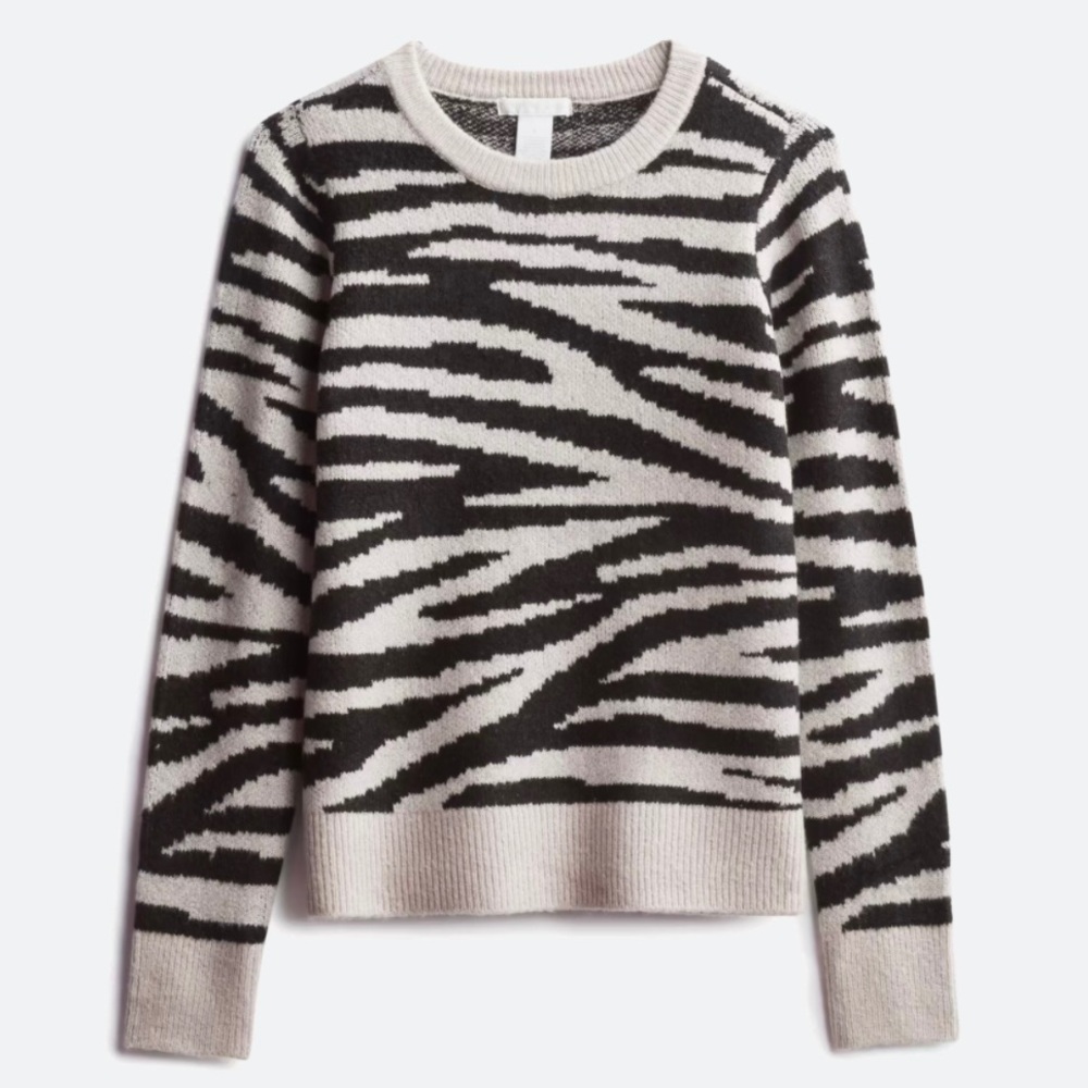Design History Litha Crewneck Zebra Pullover Sweater, size M